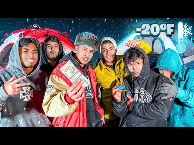 LAST TO LEAVE THE TENT WINS $2000!! (FREEZING COLD CHALLENGE)