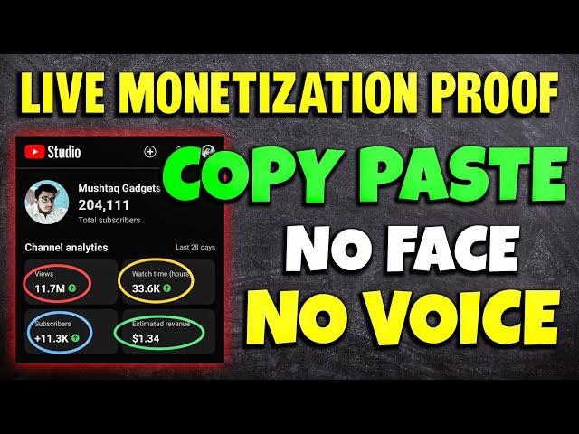 Live Monetization Proof | No Face No Voice | copy paste video on youtube and earn money