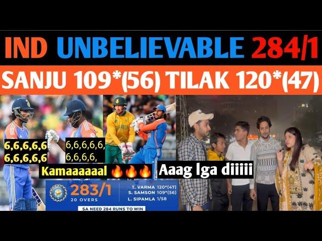 INDIA OUTSTANDING BATTING 283/1  VS SA || SANJU  109*(56) || TILAK VARMA 120*(47) || SA IN TROUBLE