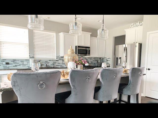 KITCHEN COUNTERTOP DECOR IDEAS/DECORATE WITH ME/NEW BARSTOOLS