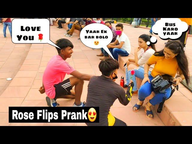 Cute Girl's  Proposing Prank With Flips in Public Place