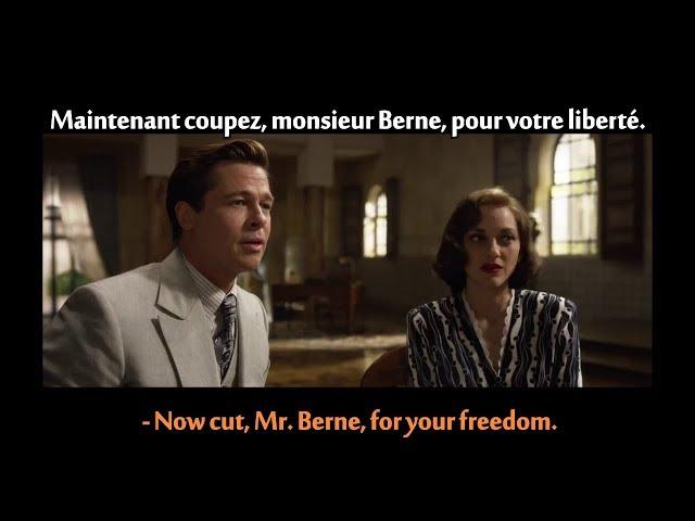 FRENCH LESSON - learn french with movies ( french + english subtitles ) Allied part2