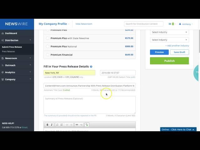 Newswire Tutorial - How to Submit a Press Release on Newswire