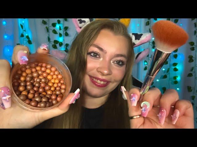 ASMR 1 Hour Bronzing Pearls stirring & applying to your face  (makeup applying, satisfying sounds)