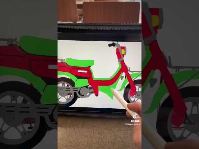 Designing clothing for @RestoCycles. Making this Suzuki FZ50 pop! #moped #scooter #töffli #puch