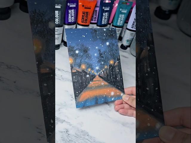 A walk in the snow ️ easy acrylic painting ideas for beginners