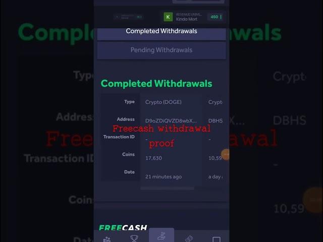 Freecash withdrawal proof $17