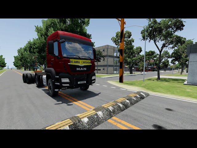 Trucks Cars vs Massive SpeedBumps – BeamNG.Drive #32