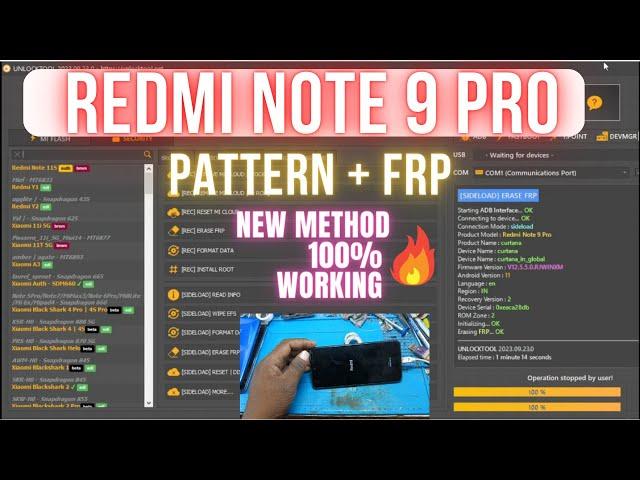 REDMI NOTE 9 PRO PATTERN+FRP | MI ACCOUNT REMOVED | 100% NESTED