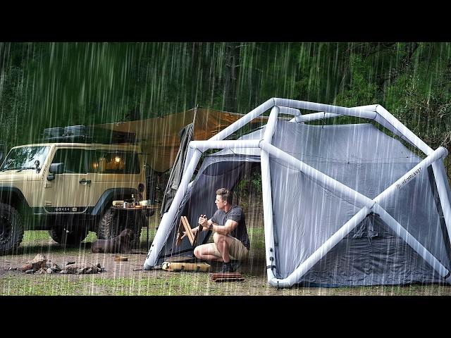 German Tent in the RAIN ️, Finetuned SOLO Car Camping [ Relaxing Nature sounds ASMR ]