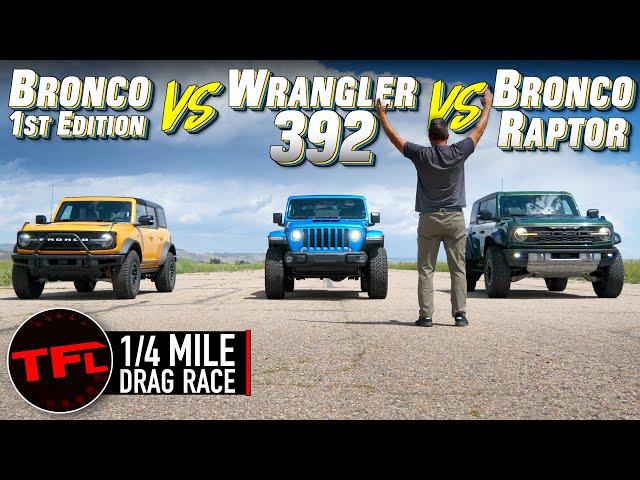 Does The New Bronco RAPTOR Have What It Takes to Demolish The HEMI V8 Jeep Wrangler In a Drag Race?