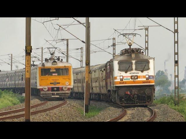 Dangerous High SPEED CURVING Trains | WAP5+WAP7+WAP4 ICF & LHB Train | Indian Railways