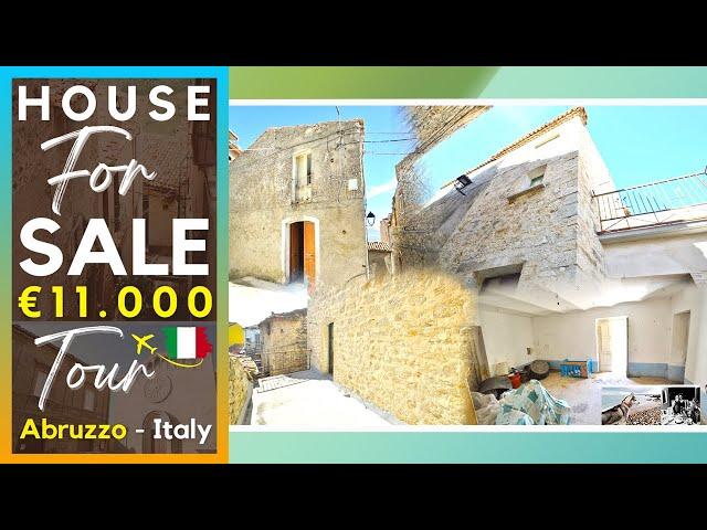 €11K | House Tour | Italy Real Estate | Stone Home to renovate with TERRACE hill view in Abruzzo