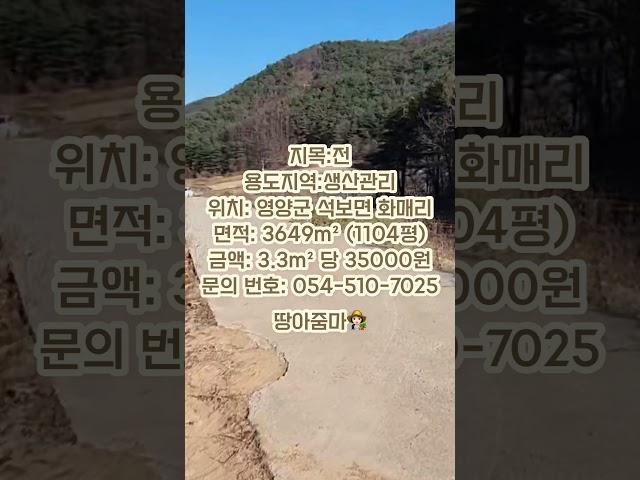 영양군 석보면 화매리 일부 오미자 밭 #경북땅 #경북부동산 #경북토지 #싼땅매매 #싼땅 #군위부동산 #군위땅 #군위땅매매 #의성주말농장지 #의성땅 #의성땅매매 #의성부동산