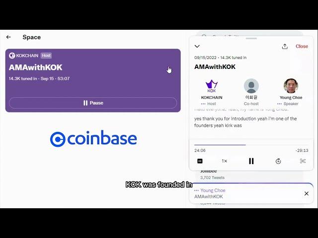 Coinbase AMA session about KOK Play, K Stadium Main Net, MergeRity