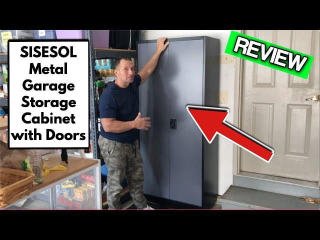 SISESOL Metal Garage Storage Cabinet with Doors and Shelves