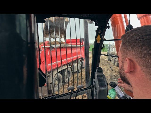 ZX 350 LC-5 Hitachi Excavator in Work Cab View - Timelapse