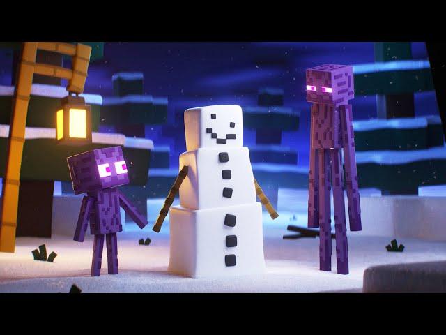 Snowman Attack! | Enderman Story | Clay Minecraft