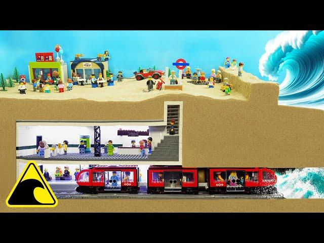 Metro Station Flood - Lego Subway Tsunami Disaster - Dam Breach Experiment