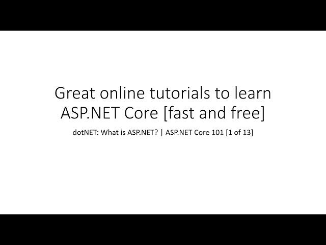 Great online tutorials to learn ASP