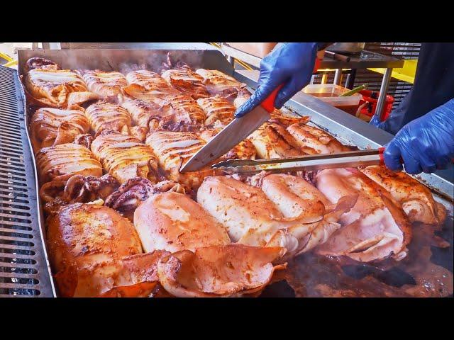 Extremely delicious！Huge Grilled Squid, Grilled Chili Fish on Banana Leaves/極端美味！巨大烤魷魚, 芭蕉葉烤魚, 獨特辣醬