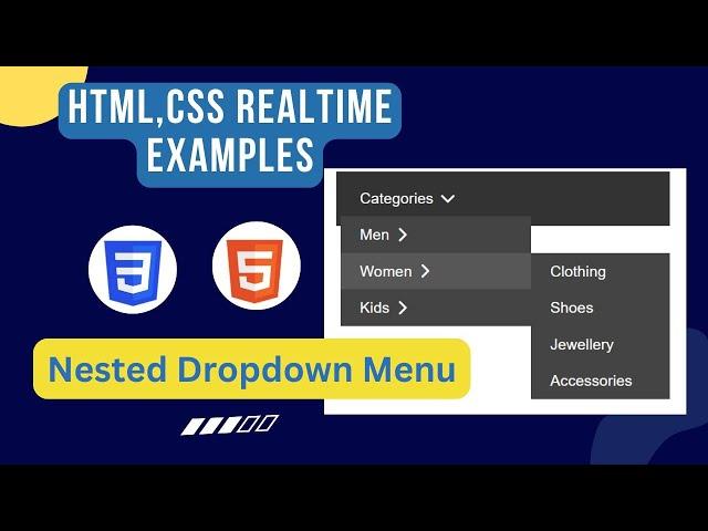 Nested dropdown html css | dropdown menu  html css | How to create navbar using html css #html#css