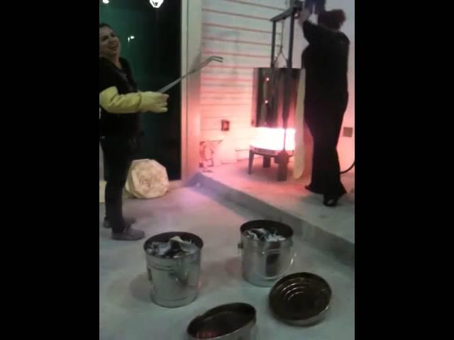 Raku firing demo by Sue aka Fire Godess