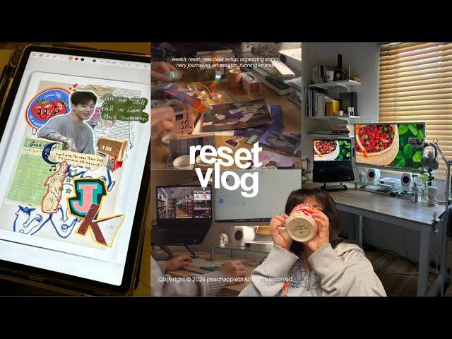 reset vlog  weekly reset, new desk setup, organizing my stationery, digital journaling, art session