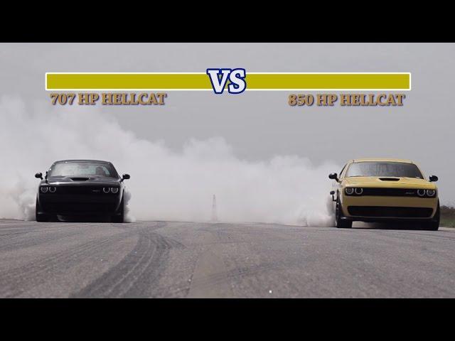 707 HP Hellcat vs 850 HP Hennessey Hellcat Street Fight