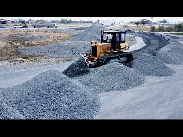 Part2-WOW!! Wonderful Clearing Gravel , Komatsu Bulldozer Moving Gravel Compact Gravel On The Road