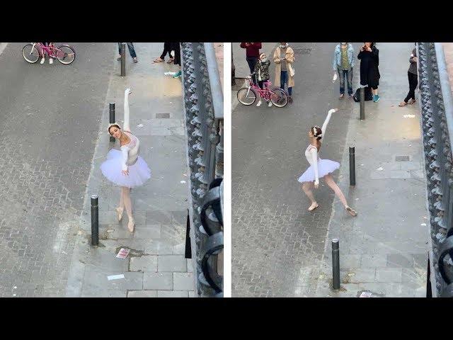 Ballet Dancer Performs 'Swan Lake' In Street