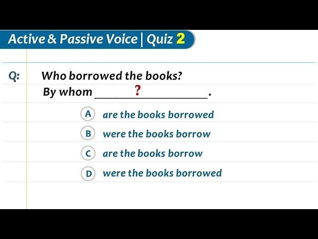 Active Voice vs Passive Voice Quiz-2 | English Grammar Test by Quality Education | Active vs Passive