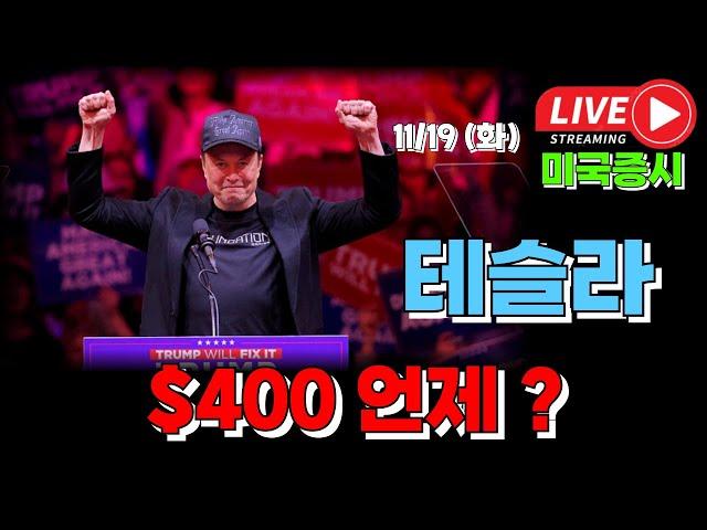 11/19 화 ( 실시간 라이브 ) 테슬라 $400 언제 ? I 미국주식 대응 및 전략