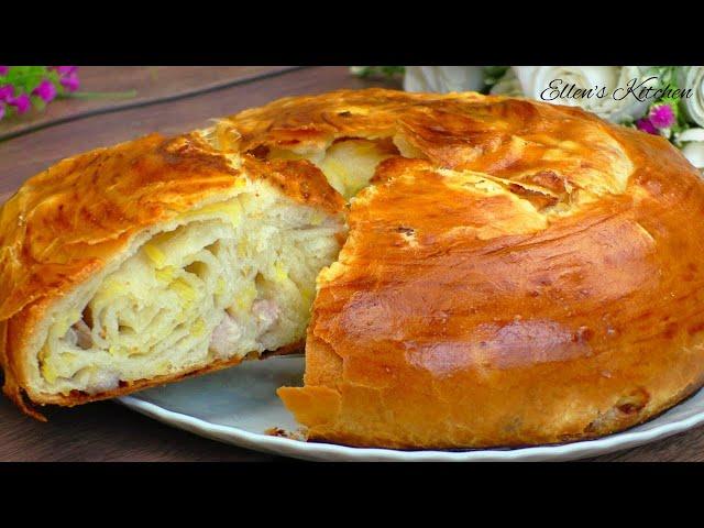 An incredibly delicious pie! Mix everything and put it in the oven! Simple and very tasty!