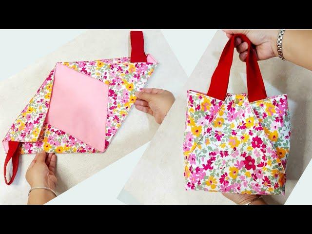 How to Make Pretty Handbag From Rectangular Piece of Fabric  Great Sewing Tutorial #diybag