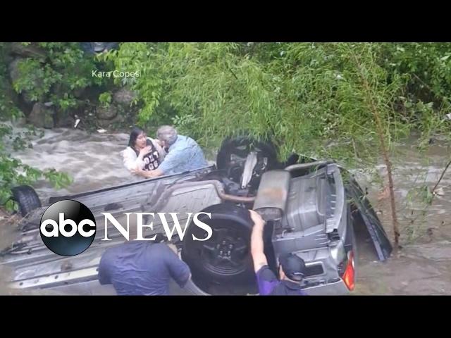 A dramatic rescue after a car goes into a creek in Oklahoma