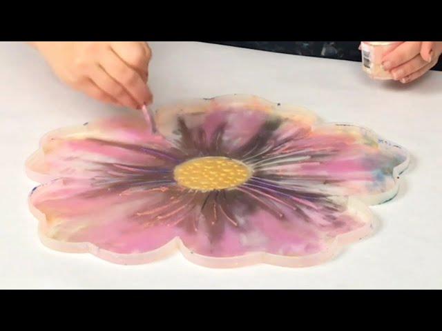 Iridescent Flower Resin Bowl with Micas!