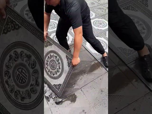 Solid floor walking tile installation process #machine #trending #viralvideo #shorts