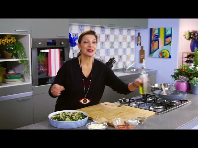 Messinia Style Giant Beans Baked (Gigantes) with Spinach & Feta by Diane Kochilas