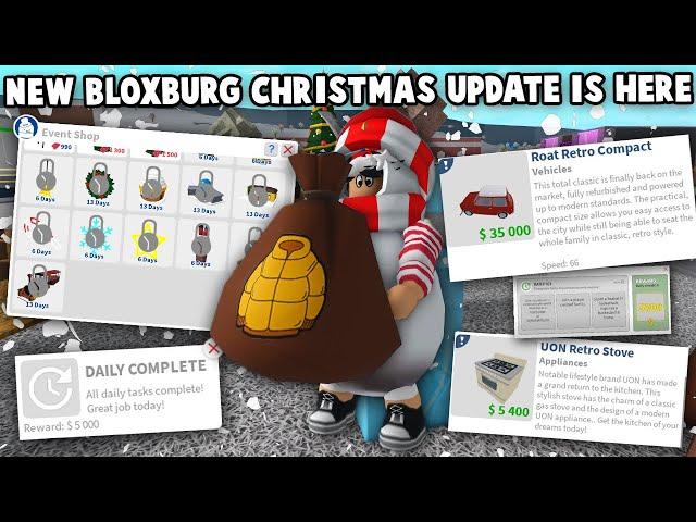 THE NEW BLOXBURG CHRISTMAS UPDATE IS HERE... NEW VEHICLES, MINI GAMES, DAILY TASKS AND MORE!