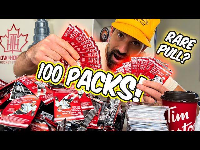 Opening 100 PACKS of Tim Hortons Hockey Cards (crazy pulls!)