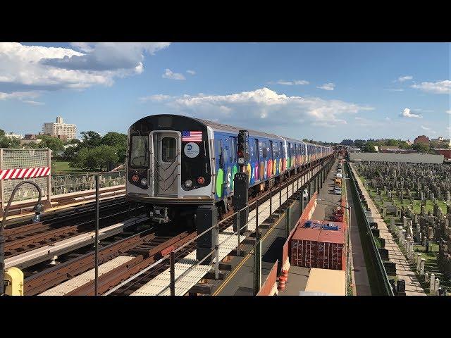 NYC Subway HD 60fps: IND Culver Line G & F Train Action w/ R160 "Subway Library" F Train (6/9/17)