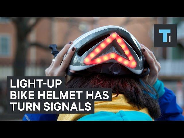 This light-up bike helmet has built-in turn signals