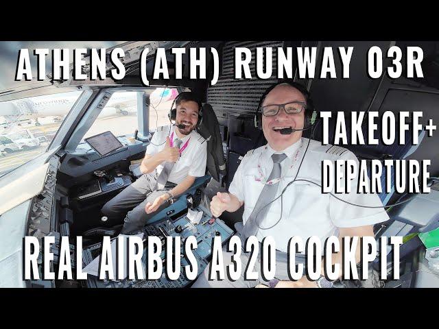 ATHENS , (ATH) | TAKEOFF + DEPARTURE RUNWAY 03R | REAL AIRBUS A319 | + BRIEFING + TAXIING