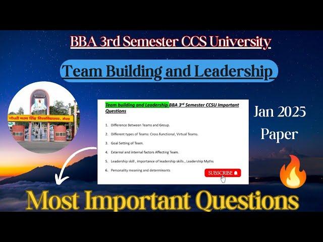 Important questions of Team building and leadership #exampreparation #bba #ccsu