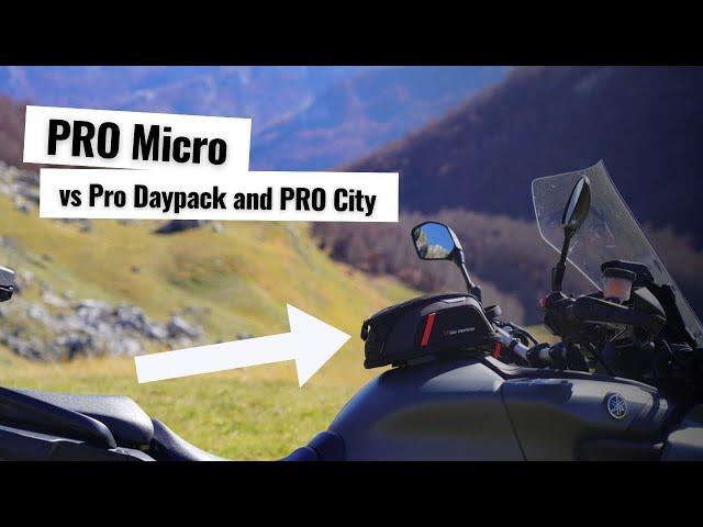 SW-Motech Pro Micro Tank Bag vs Pro Daypack vs Pro City - all sizes fitted to Yamaha