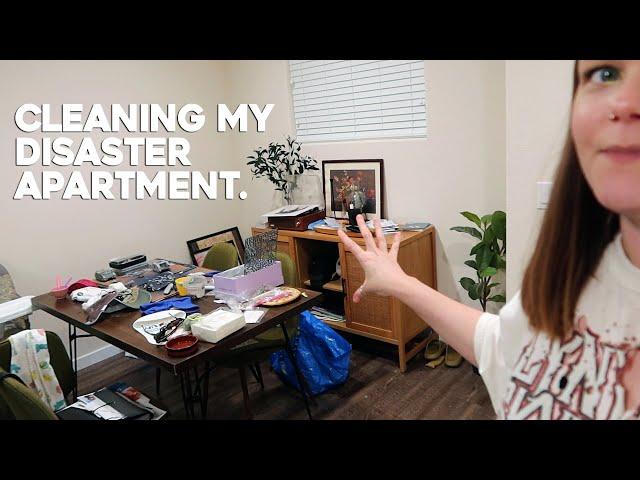 cleaning my disaster apartment | getting cozy for fall