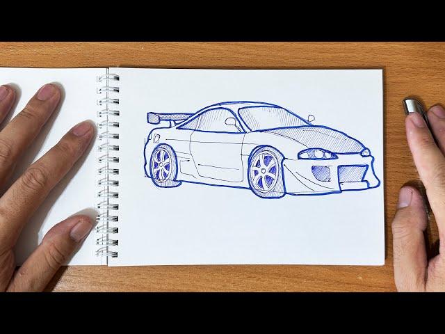 How to draw a MITSUBISHI ECLIPSE from Fast and Furious || Drawing Paul Walker's car from F&F 1 easy