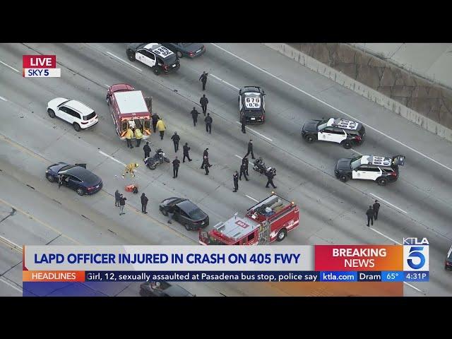 LAPD officer injured in crash on 405 Freeway