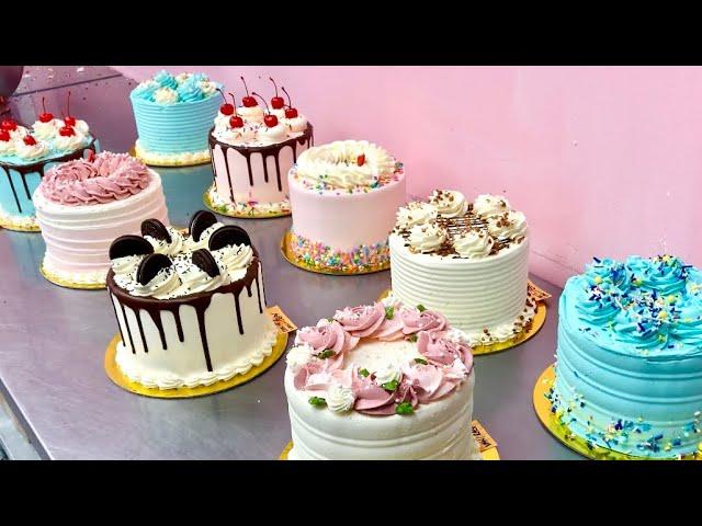 Decorating 9 Cakes in LESS than an HOUR! | Unedited Cake Decorating Video 4K